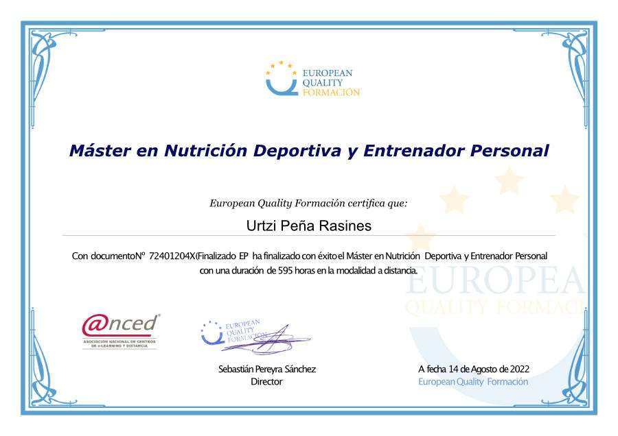 Master de entrenador personal y nutrición deportiva Master de entrenador personal y nutrición deportiva